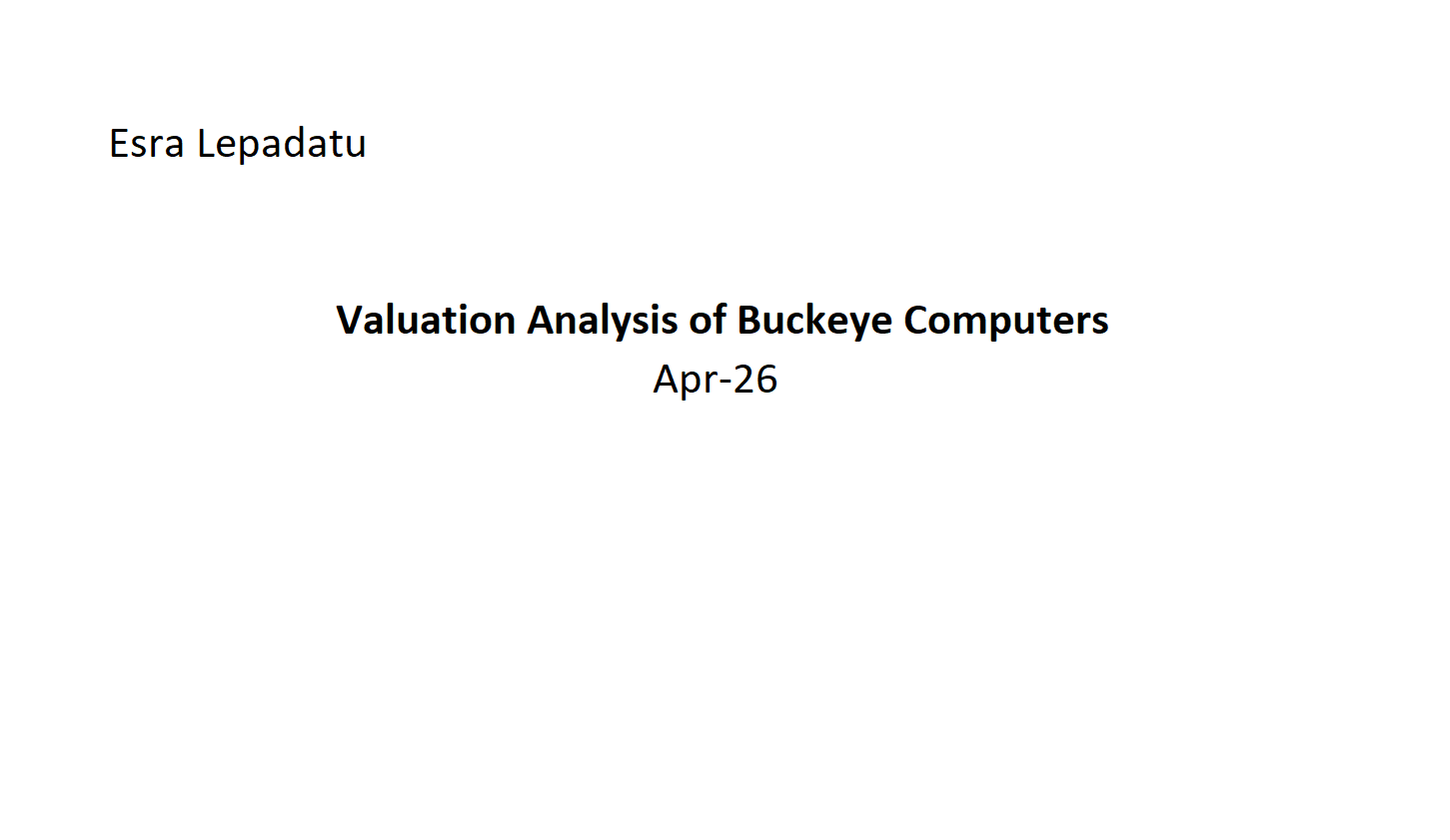 Valuation Model cover